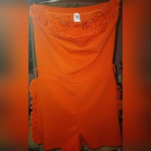 Pinklicious Orange Ruffle Romper